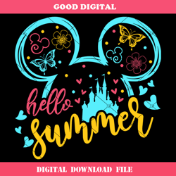 best summer ever svg, hello summer svg,  mouse head svg