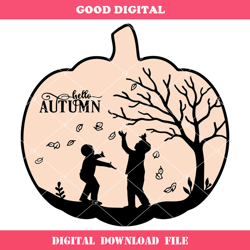 children throwing leaves svg, hello autumn svg, autumn