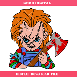 chucky with an axe svg, horror movie svg, chucky killer svg