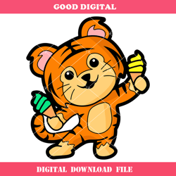 cute baby tiger svg, ice cream svg, cute animals svg