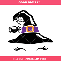 cute witch hat svg, cute witch face svg, cobweb svg