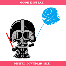 dark boy kid balloon svg, baby darth vader svg, the dark