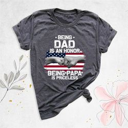 grandpa gift, fathers day shirt, new grandad shirt, being a papa is priceless shirt, grandfather birthday gift, american