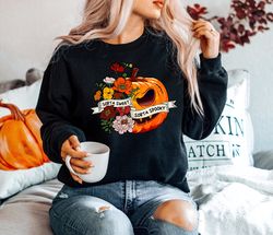 sweet sorta spooky shirt, flower pumpkin shirt, halloween pumpkintee, horror shirt, halloween party gift, sarcasm tee, s