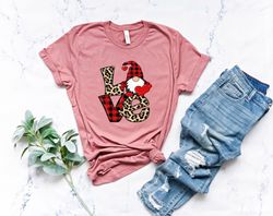 valentine love gnomes shirt,heart shirt,love shirt,leopard print shirt,retro leopard shirt,leopard design for women shir