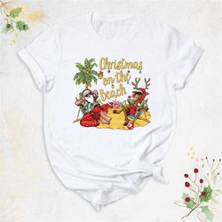 christmas santa beach shirts, beachmas family holiday shirt, tropical christmas tee, hawaii christmas christmas palm tre