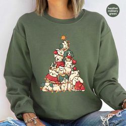 cute christmas dogs crewneck sweatshirt, dog dad gifts, holiday long sleeve t-shirts, xmas shirt, dog mom gifts, christm