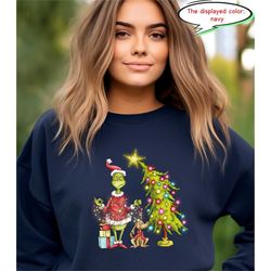 grinch christmas tree sweatshirt, grinch max tree shirt, whimsical grinch tree, christmas sweatshirt, grinchmas, whovill