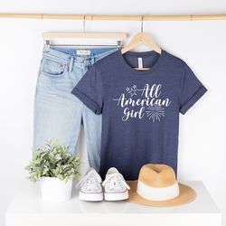 all american girl shirt, kids july 4th t-shirt, patriotic girls gift, usa memorial day tshirt, fourth of july tee, indep