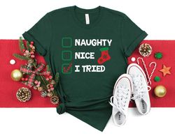 naughty nice i tried shirt, naughty list shirt, naughty christmas, funny christmas shirt, santas naughty list, i tried,