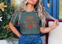 scandinavian shirt, botanical shirt, folk art t-shirt, scandinavian gift, gift for women vintage flower shirt, plant lov