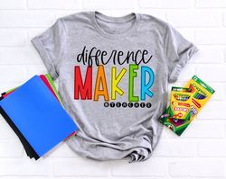 difference maker teacher shirts, teach love inspire shirt, back to school shirt, first grade teacher shirts, teacher app