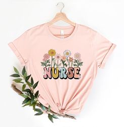 nurse flower shirt, gift for nurse, nursing student shirt, registered nurse, graduation shirt, nursing school tee