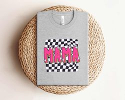 retro checkered mama mom life shirt