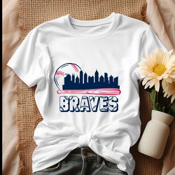 retro braves baseball city skyline shirt