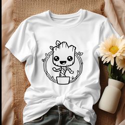 baby groot outline guardians of the galaxy shirt