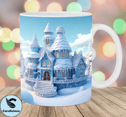 3d christmas gingerbread house mug wrap, 11oz  15oz mug template, mug sublimation design, mug wrap template, instant dig