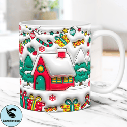 3d christmas mug wrap inflated christmas mug wrap sublimation design png christmas puffy mug press design 11oz & 15oz co