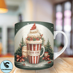 3d christmas gift candy mug wrap, 11oz and 15oz mug template, mug sublimation design, mug wrap template, instant digital