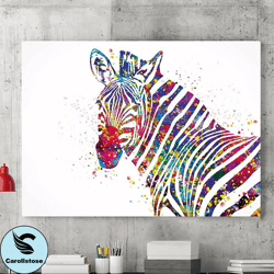 abstract zebra watercolor canvas wall art painting, canvas wall decoration, zebra canvas wall printing, wildlife canvas