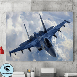 blue aircraft canvas wall art painting, canvas wall decoration, aircraft poster, living room wall art, room decoration