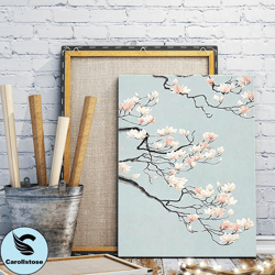 cherry blossom canvas wall art painting, canvas wall decoration, blush pink floral posters, living room wall art, home d