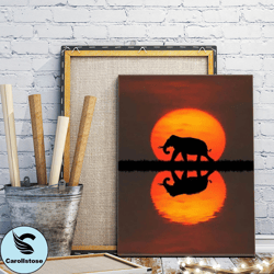 elephant canvas wall art, sunset canvas wall art,animal posters, wildlife art,canvas printing, frame canvas printing, fa