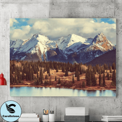 rocky mountain landscape canvas wall art painting,landscape poster, canvas printing, colorado mountain wall art, living