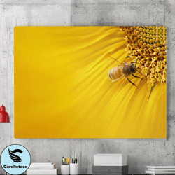 sunflower and bee canvas wall art painting, sunflower wall decoration, canvas poster, living room wall art, room decorat