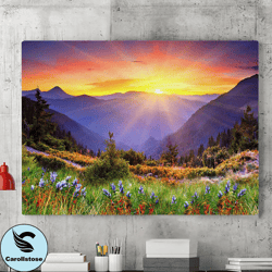 sunrise hill canvas wall art painting, canvas wall art, sunrise wall art, nature photography, living room wall art, home