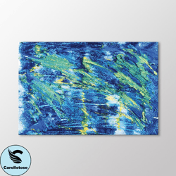 blue abstract brush strokes canvas wall art, abstract contemporary wall decoration, canvas ready to hang