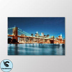 brooklyn bridge canvas wall art, new york manhattan photograph, cityscape wall decoration, inspirational design, gift fo