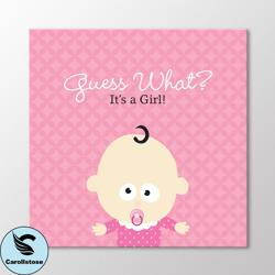 its a girl canvas wall art, gender reveal party decoration,  nursery wall art, nursery decor, baby room ideas, girl wall