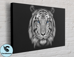blue eyed white tiger canvas, canvas wall art canvas design, home decor ready to hang