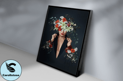 decollete floral woman canvas, wall art canvas design, home decor ready to hang