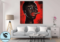 african women cigar canvas wall art, african women poster, luxury canvas, african women poster, gift for her, ready to h