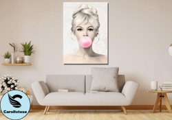 audrey hepburn bubble gum canvas wall art, audrey hepburn poster, trendy wall art, fashion art,famous artwork, gift for