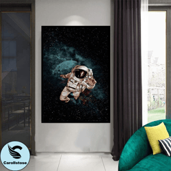 astronaut man canvas art , space canvas wall art, dark moon canvas art, stars canvas wall painting art