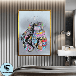 box gloves canvas wall art, graffiti box gloves canvas print art, double box gloves canvas wall art, colorful gloves can