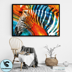 colorful zebra canvas wall art, noble zebra canvas wall art, canvas print art for animal lovers, canvas print art ready