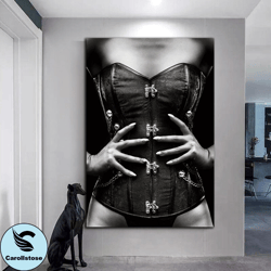 old generation lingerie woman canvas wall art, sexy female body canvas wall art, gift canvas print art