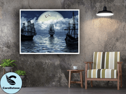 ship canvas wall art, ship painting, pirates ship canvas wall print, sailboat wall art, napoleon ship printing, sailing