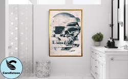 skull canvas wall art, skeleton head canvas print art, surreal skull canvas wall art, erased skeleton canvas print art