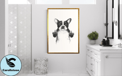 swearing dog canvas wall art, gesturing dog canvas wall art, censored dog canvas print art, cute dog canvas print art