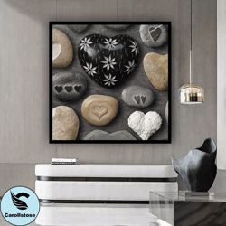 heart canvas painting , stone heart canvas wall art , heart canvas print , modern home decor,ready to hang canvas print