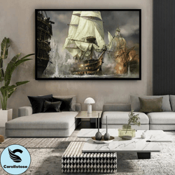 pirate ships canvas wall art , sailing ship canvas painting , warships canvas print , napoleon ship canvas wall decor ,