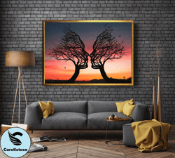 tree couple canvas art, tree wall art, couple canvas, love wall art, kiss canvas art, nature canvas, tree couple wall ar