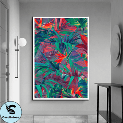 watercolor look colorful leaves canvas print art, ready-to-hang canvas wall decor, souvenir