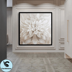 white dahlia canvas art , white floral print , dahlia wall decor , tranquil flower canvas , canvas wall art , canvas hom