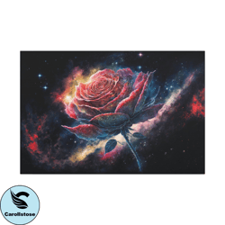 galaxy rose canvas art ready to hang large print, painting